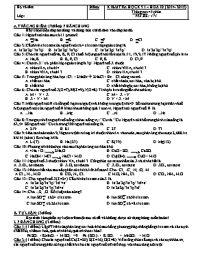 Bộ đề kiểm tra học kỳ I môn Hóa học Lớp 10